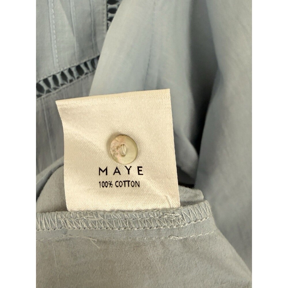 MAYE Paloma Shirt Sz Medium Cotton Light Blue Lightweight Ladder Lace - Picture 3 of 6
